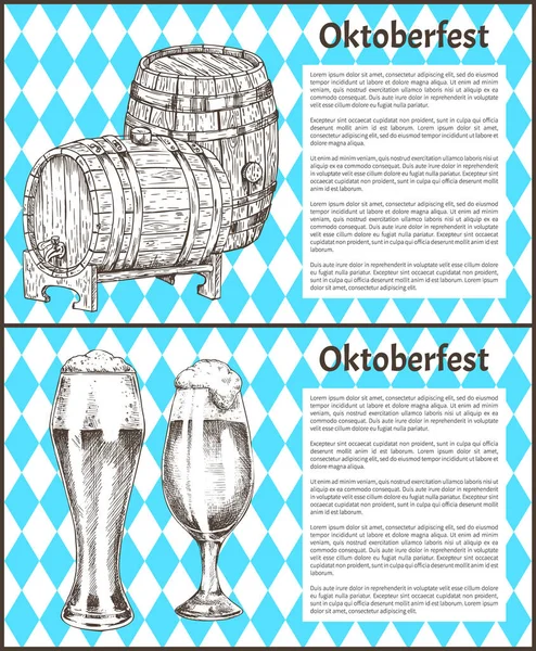 Oktoberfest sör ikonok beállítása kézzel rajzolt objektumok — Stock Vector