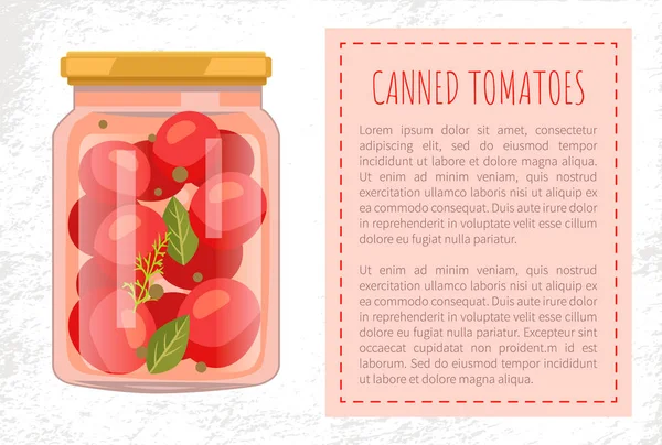 Konzervovaných rajčat zelenina konzervované potraviny do sklenic — Stockový vektor