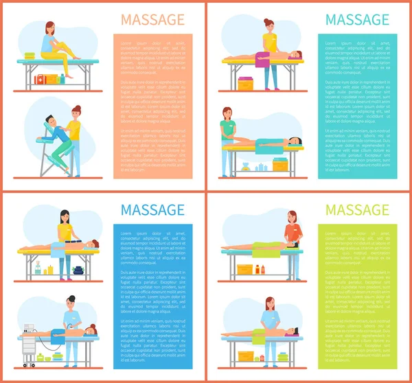 Relaxing Stretching Muscles Massage Physiotherapy — Stock Vector