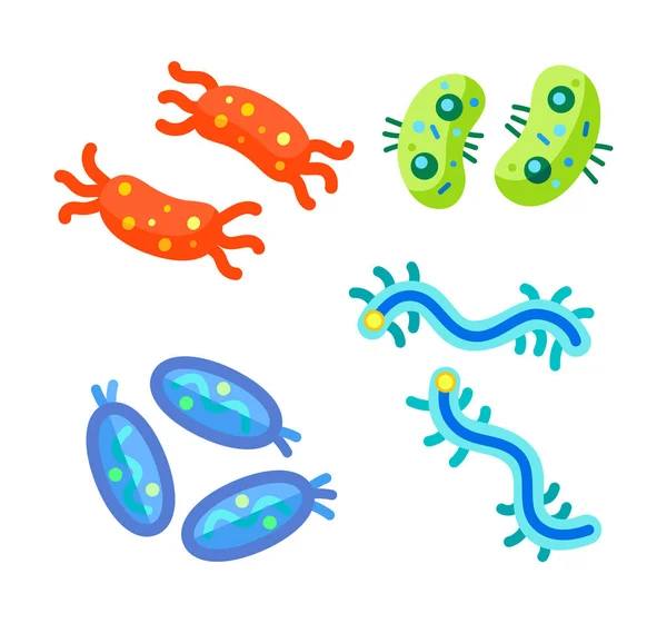 显微生命形成细菌卡通预测 — 图库矢量图片