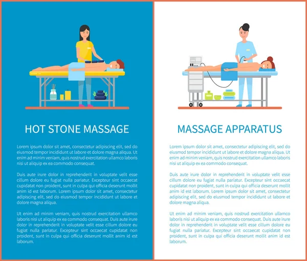 Hot Stone en apparatuur Massage apparatuur Vector — Stockvector
