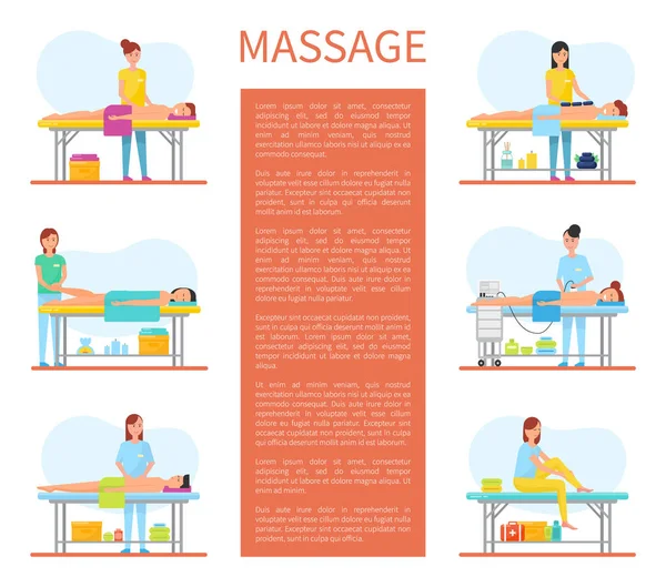 Cabinet of Medical Relaxing Massage Vector Poster — Stock Vector