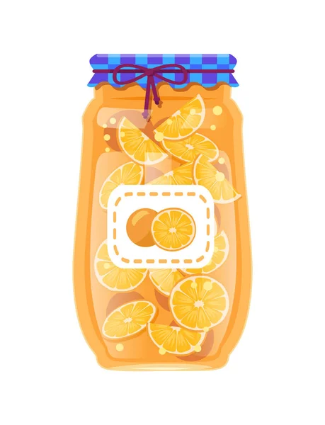 Preserved Orange in Rustic Decorated Glass Jar — Stock Vector