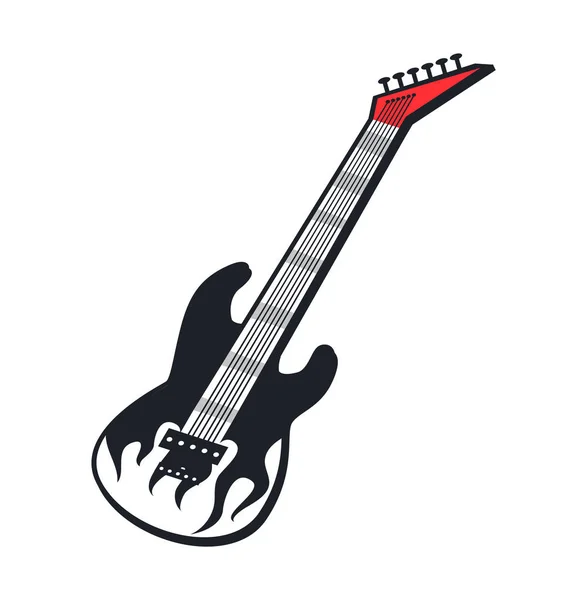 Electric Guitar White Flame Tongue Illustration — Stock Vector