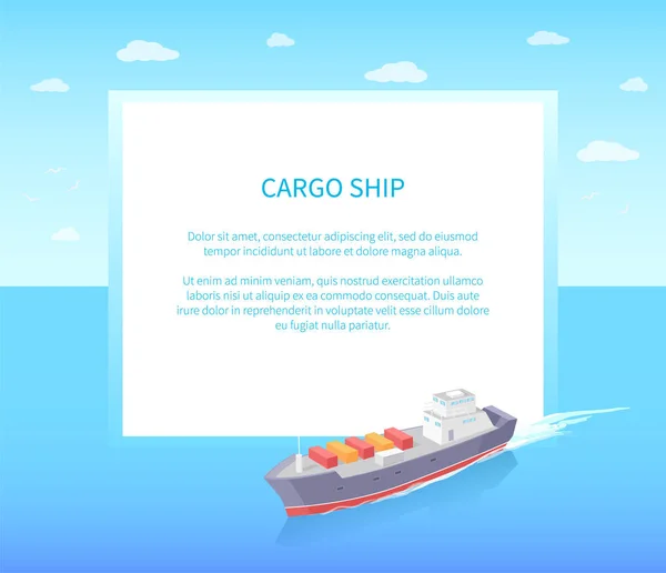 Φορτίου πλοίου αφήνει ίχνος στο εικονίδιο θαλάσσιο σκάφος στη θάλασσα — Διανυσματικό Αρχείο
