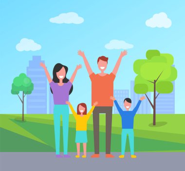 Mutlu aile birlikte vakit geçirmek. Anne, baba