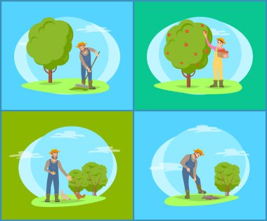 Çiftçi Spade ve komisyon vektör çizim ile