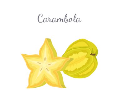 Carambola veya Starfruit egzotik meyve vektör simgesi