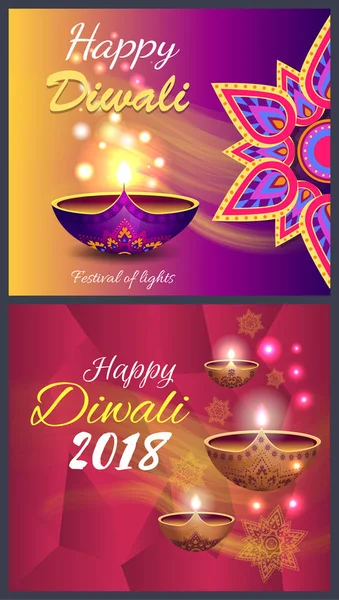 Glücklich Diwali Promo Poster Vektor Illustration — Stockvektor