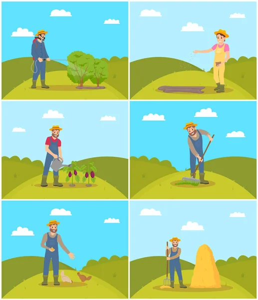 Apicultor y hombre agricultor Vector Ilustración — Vector de stock