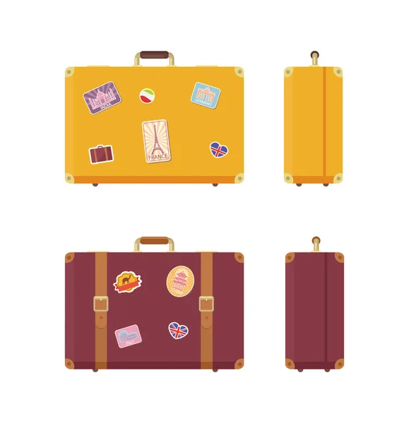 Luggage Journey and Vacation Valises Set Vector — Stock Vector