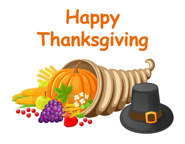 Joyeux Thanksgiving Affiche Célébration Jour Avec Vecteur Alimentaire Citrouille Fraîche — Image vectorielle