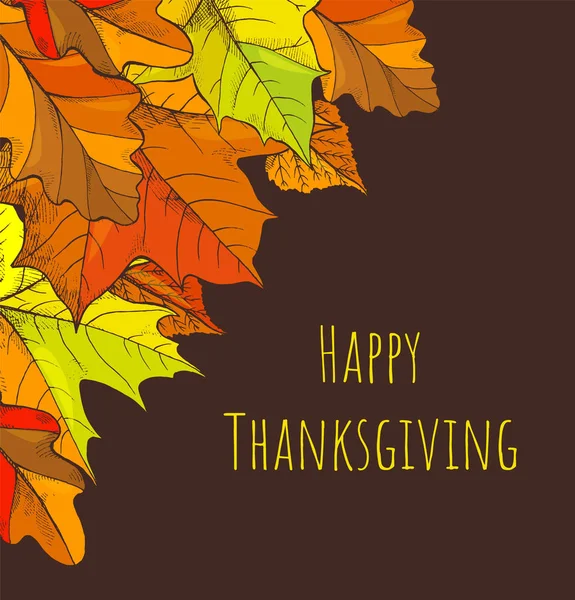 Feliz Día de Acción de Gracias Caída de vacaciones y hojas Vector — Vector de stock