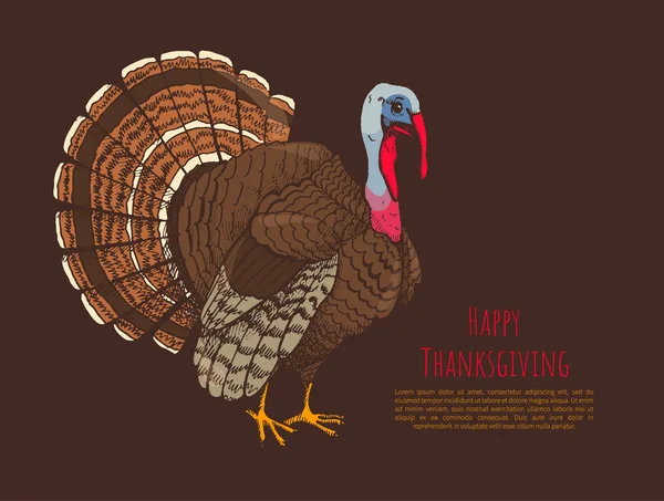 Affiche Happy Thanksgiving Day avec vecteur animal — Image vectorielle