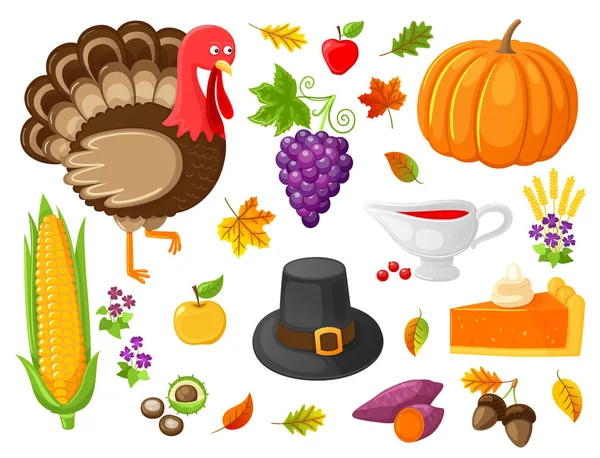 Turkey and Pumpkin Products Thanksgiving Vector — Stock Vector