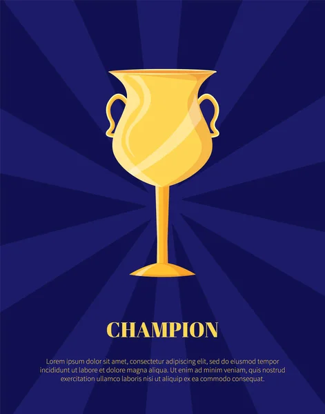 Champion Golden Trophy Cup vektor glänsande Gold Award — Stock vektor