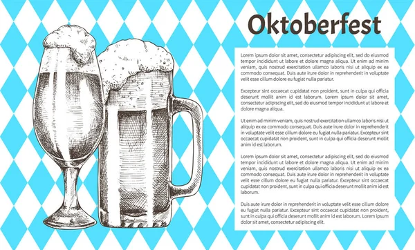 Bebida de refresco de vidro Oktoberfest Promo Poster —  Vetores de Stock