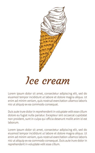 Ωραίο παγωτό χωνάκι Promo αφίσα με δείγμα κειμένου — Διανυσματικό Αρχείο