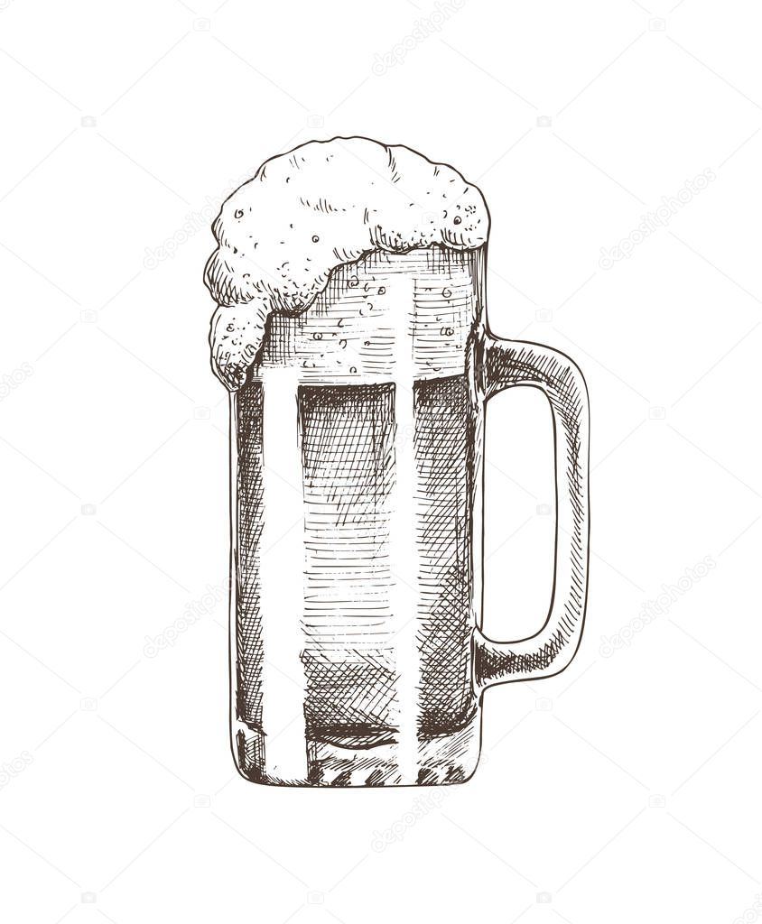 Beer Glass Brewery Sketch Vector Illustration
