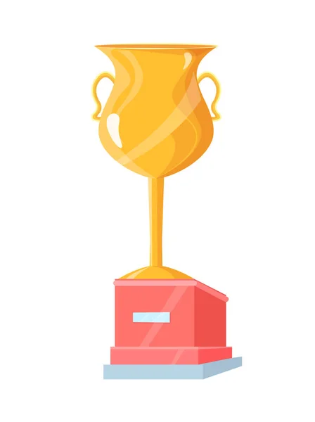 Coppa del trofeo d'oro su piedistallo vettoriale illustrazione — Vettoriale Stock