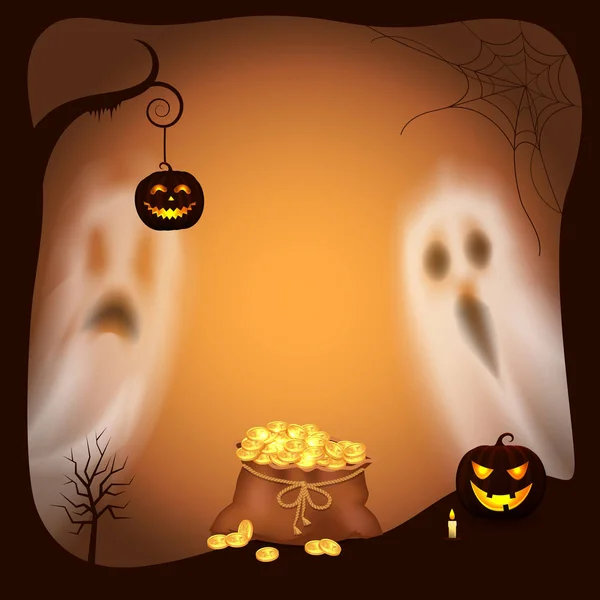 Happy Halloween pompoen met lichte lantaarn Vector — Stockvector