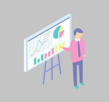 Blackboard karikatür proje sunan adam