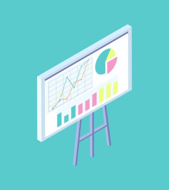 Diyagramları çizgi film afiş ile Tripod tahtaya