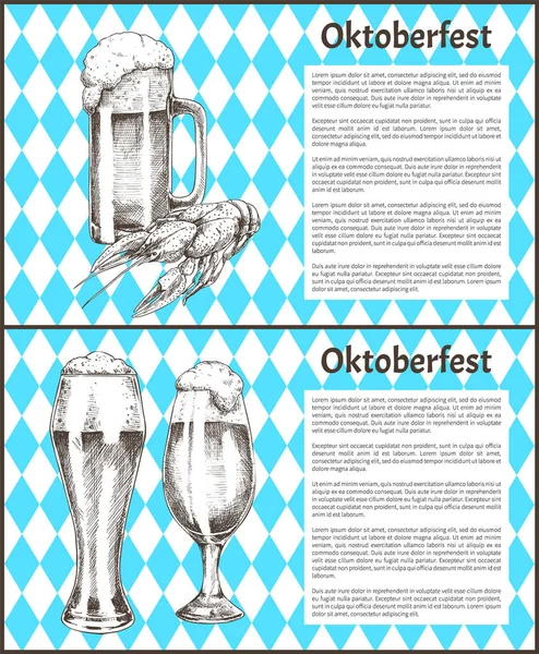 Oktoberfest bira nesneleri kümesi elle çizilmiş simgeler — Stok Vektör