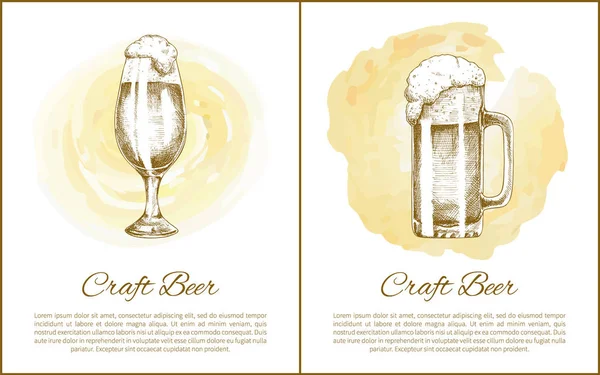 Craft Beer objekty nastavit ručně kreslenou vektorové skici — Stockový vektor