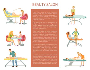 Güzellik Salonu Poster güzellik uzmanları ile vektör ayarla