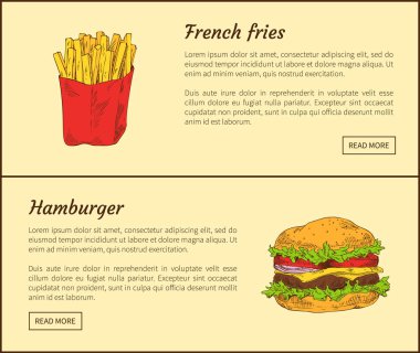 Patates kızartması ve Hamburger vektör çizim