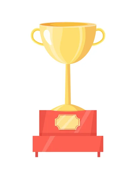 Golden Trophy Cup on Pedestal Vector Illustration — Stock Vector