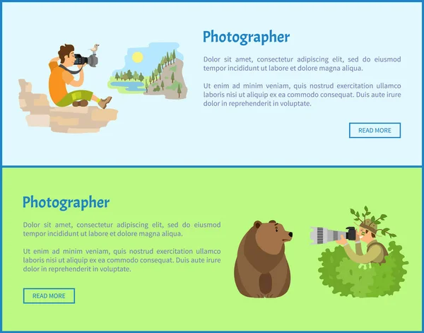 Landskap och djur fotografer Web Banners — Stock vektor