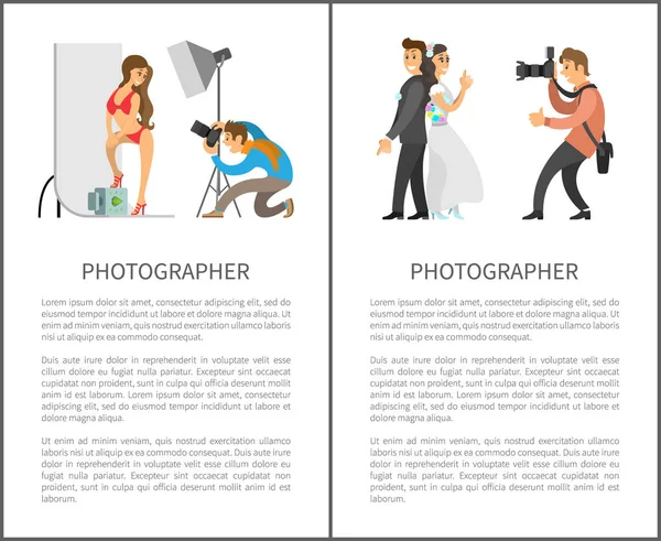 Fotografer för bröllop och Studio fotografering — Stock vektor