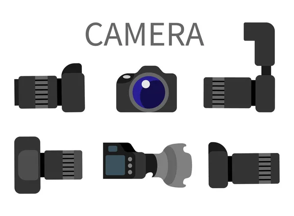 Профессиональные цифровые фотокамеры с объективом — стоковый вектор