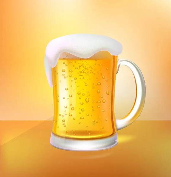 Cool Craft Beer with Foam in Glass Mug 3D Vector - Stok Vektor