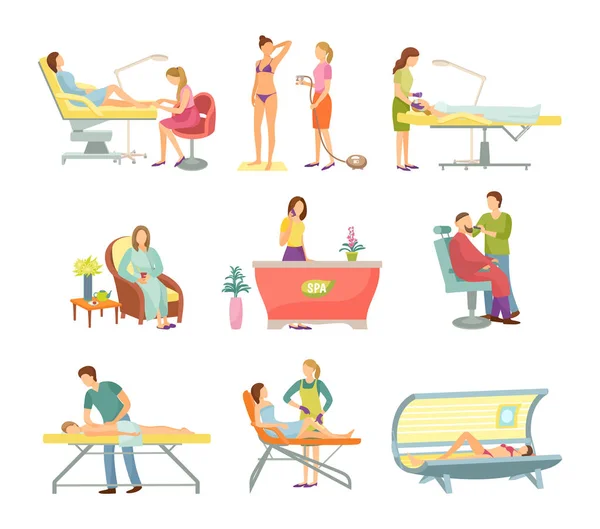 Spa Salon Pedicure and Barber Ions Set Vector — Stock Vector