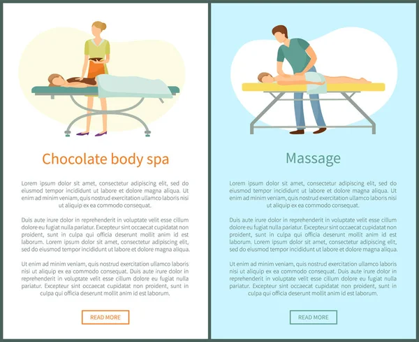 Massage en chocolade lichaam Spa Procedures Masseur — Stockvector
