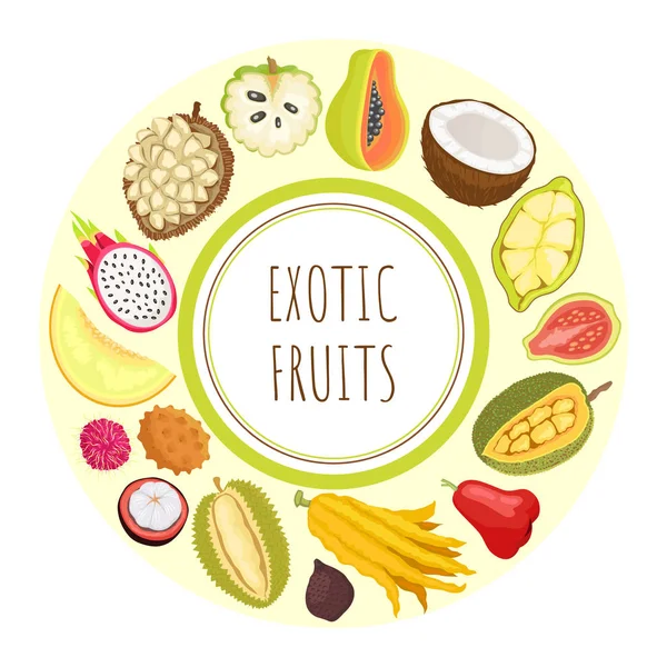 Frutas exóticas Durian Apple Papaya Citron Vector — Vector de stock