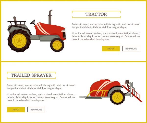 Traktor i Opryskiwacz polowy przyczepiany ilustracja wektorowa — Wektor stockowy
