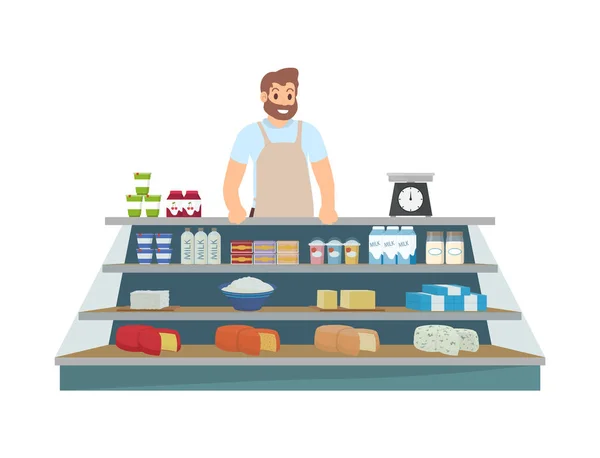 Farmer Selling Products Icon Vector Illustration — Stock Vector