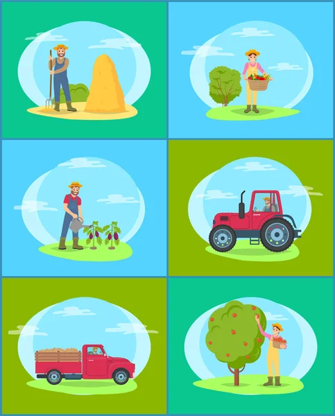 Ensemble agricole homme et femme Illustration vectorielle — Image vectorielle