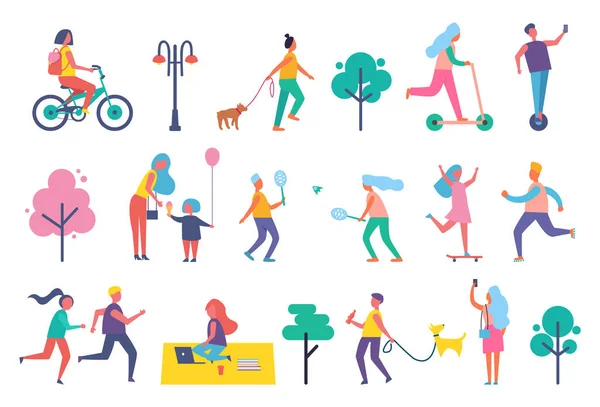 Park People Isolated Icons Set Illustration vectorielle — Image vectorielle