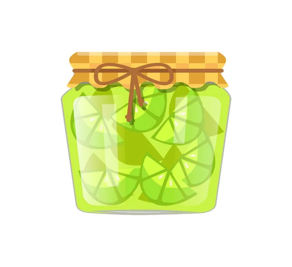 Limão ou Limão Home Cooked Jam ou Marmelada em Jar — Vetor de Stock