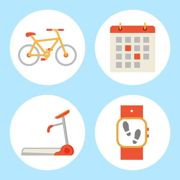 Cinta de correr y bicicleta Set Vector Ilustración — Archivo Imágenes Vectoriales