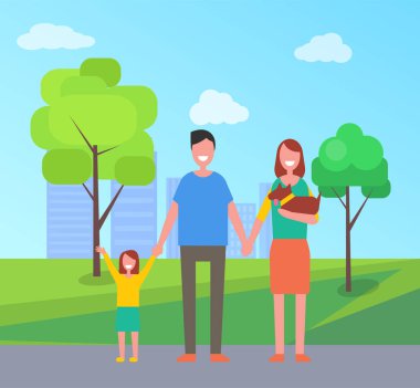 Çocuğunun Park aile anne illüstrasyon vektör
