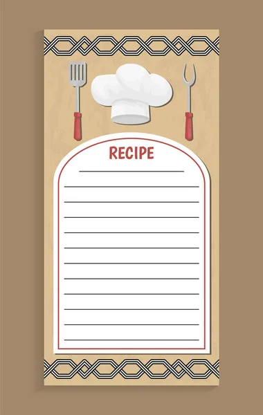 Recipe Cook Book Page Notebook Vector Illustration — Stock Vector