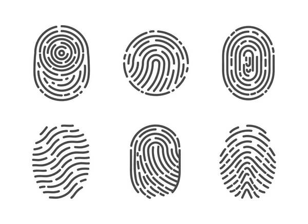 Identifizierung Fingerabdrücke Skizzen setzen Vektor — Stockvektor