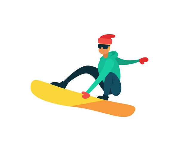 Homem Snowboarding Desporto de Inverno Atividade Isolado —  Vetores de Stock