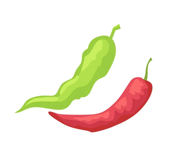 Vainas Pimienta Aislado Icono Vector Estilo Dibujos Animados Rojo Picante — Archivo Imágenes Vectoriales